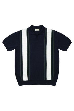 Summer Blend Open Collar Knit (Navy)
