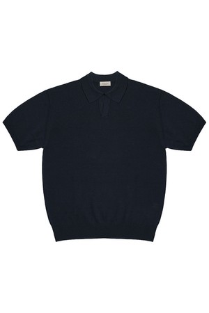 Essential Comfort Open Collar Knit (Navy)