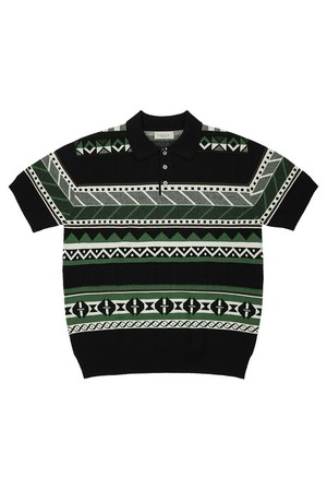 Jacquard Summer Polo Knit (Black)