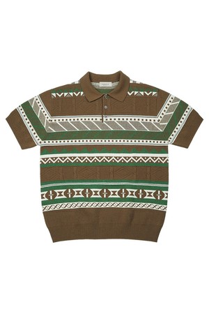 Jacquard Summer Polo Knit (Brown)