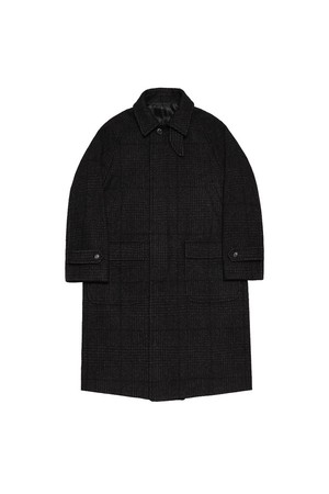 170 Glen Check Wool Balmacaan Coat (Black)