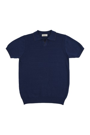 Combination collar knit (Navy)