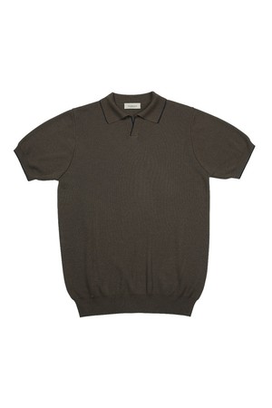 Combination collar knit (Brown)