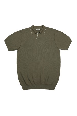 Combination collar knit (Khaki)