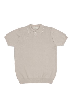 Combination collar knit (Beige)