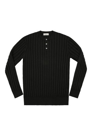 Reverse Henly neck Knit (Black)