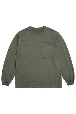 Pigment Long Sleeve Poket T-Shirts (Deep Khaki)