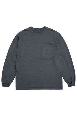 Pigment Long Sleeve Poket T-Shirts (Blue)