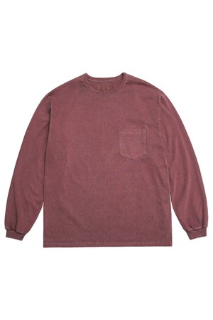 Pigment Long Sleeve Poket T-Shirts (Deep Red)