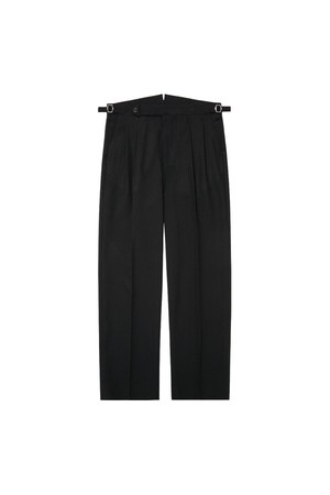 Summer Wool Seersucker Trousers (Black)