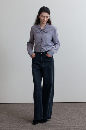 NELL SCARF SHIRT, CHECK BLUE