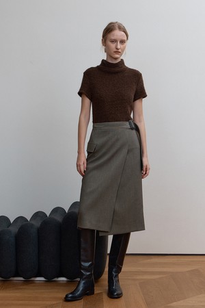 CAMDEN WRAP SKIRT, BROWN