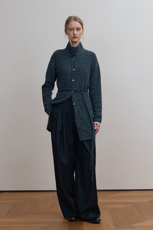 AUDE KNIT LONG CARDIGAN, CHARCOAL