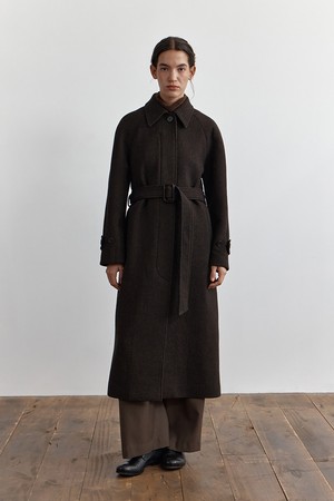 THELMA  BALMACAAN COAT, DARK BROWN