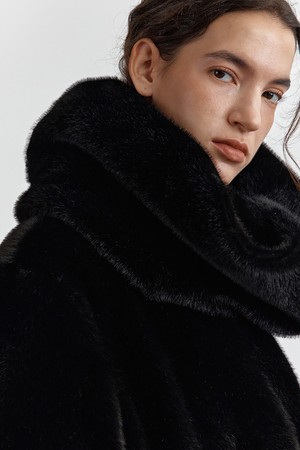 NAEL FUR SCARF, BLACK