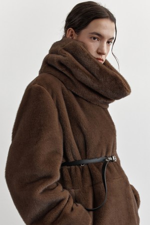 NAEL FUR SCARF, BROWN