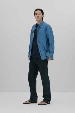빅포켓 샴브레이 셔츠 - BLUE