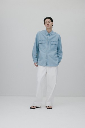 빅포켓 샴브레이 셔츠 - BLUE