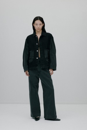 컬러배색 초어재킷 - BLACK