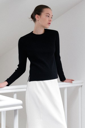 Elva Cashmere Wool Knit Pullover (black)