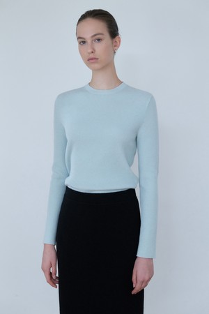Elva Cashmere Wool Knit Pullover (sage mint)
