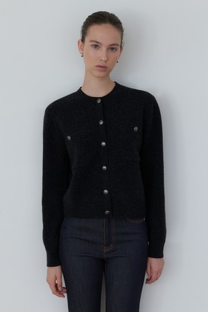 Zenne Cashmere Wool Cardigan (charcoal)