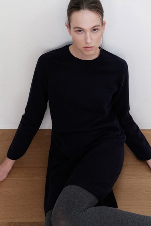 René Wool Knit Dress (deep navy)