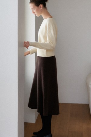 Loe Wool Knit Flare Skirt (chocolat brown)