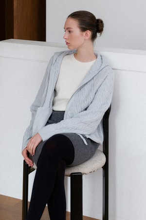 Noah Wool Cable Zip-Up Cardigan (pale mint)