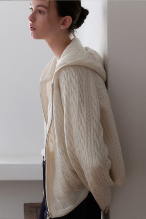 Noah Wool Cable Zip-Up Cardigan (cream)