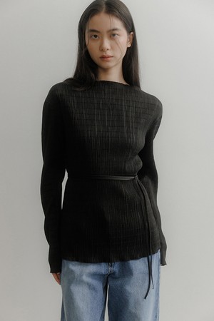 플리츠 투웨이 블라우스 [블랙]