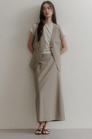 시그니처 슬림 스커트 [카키]