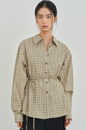 스트링 오버핏 셔츠 [베이지]