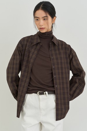 스트링 오버핏 셔츠 [브라운]