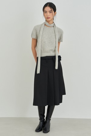 플리츠 랩 스커트[블랙]