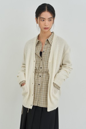 오버핏 니트 가디건 [아이보리]