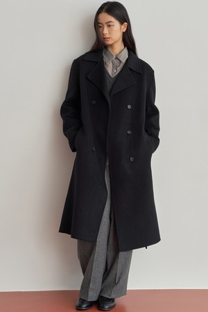 오버핏 더블 코트 [블랙]