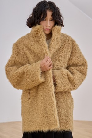 멜로우 컬 하프코트 [카멜]