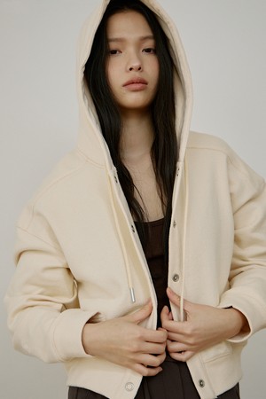 부클 테리 후드 점퍼 [버터]