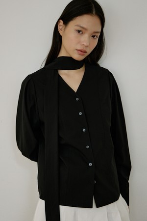 베일 타이 블라우스 [블랙]