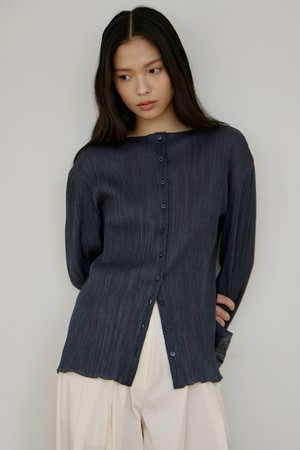 플리츠 투웨이 블라우스 [차콜]