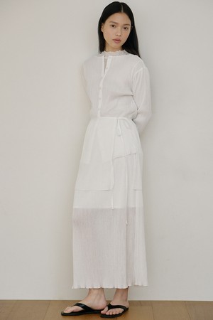 플리츠 맥시 스커트 [화이트]