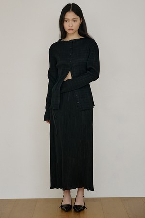 플리츠 맥시 스커트 [블랙]