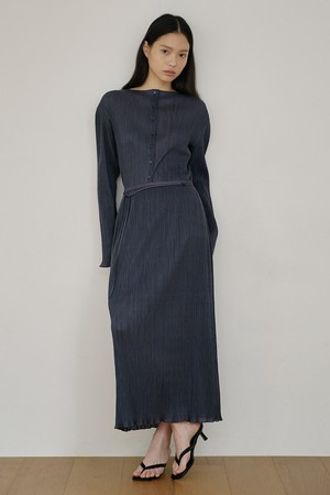 플리츠 맥시 스커트 [차콜]