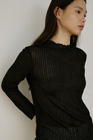 링클 시스루 블라우스 [2COLORS]