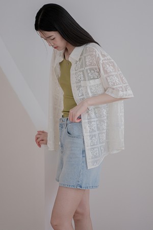 레이스 하프 셔츠 [2colors]