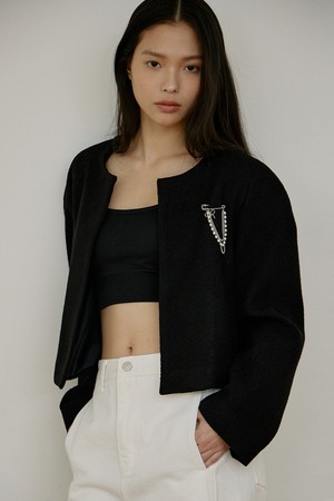 트위드 볼륨 자켓 [블랙]