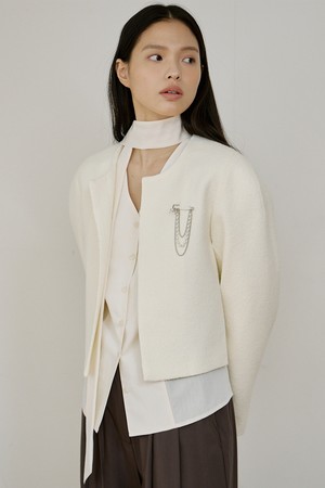 트위드 볼륨 자켓 [아이보리]