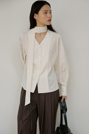 베일 타이 블라우스 [아이보리]