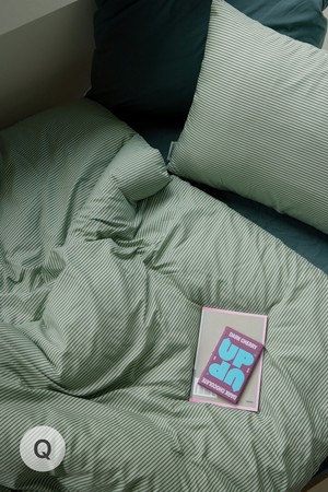 [오디넌트] 틸로우 스트라이프 면모달 차렵이불 Q세트 (2colors)